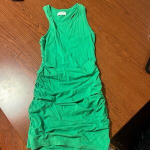 XXS Aritzia Babaton Kelly Green Ruched Tank Mini Dress